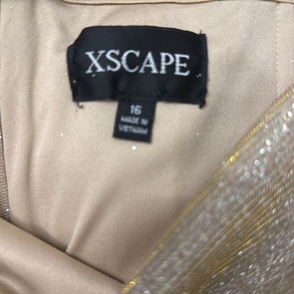 Xscape Off The Shoulder Gown Gold Leg Slit 16 - Picture 7 of 8